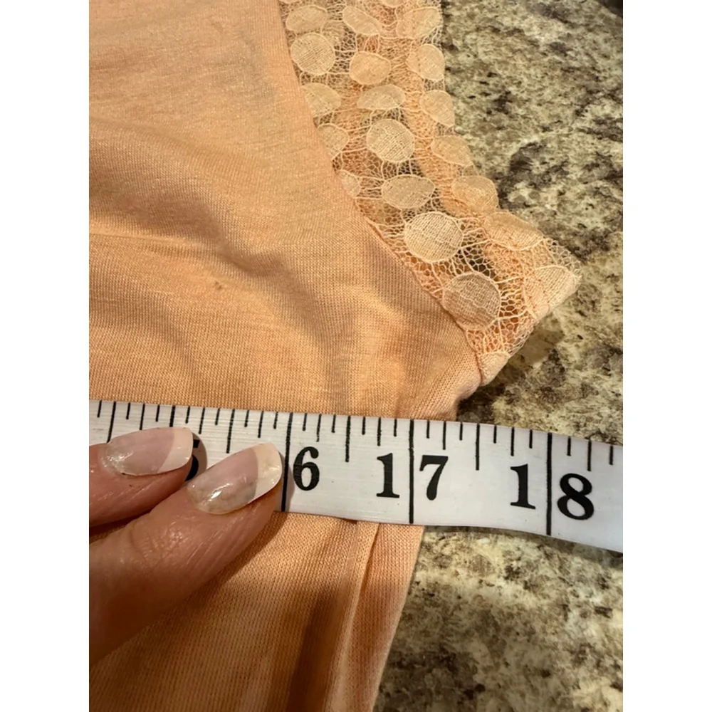 Women's Free People Peach Lace Sleeve Tie-Front Crop Top S
